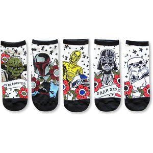 Star Wars Tattoo Inspired Socks Juniors/Womens 5 Pack Ankle Socks Size 4-10